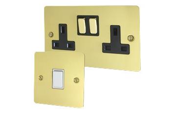 Flat Polished Brass Unlacquered Sockets and Switches from Socket Store