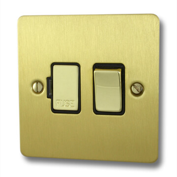 Flat Satin Brass Switched Fused Spur  No Neon