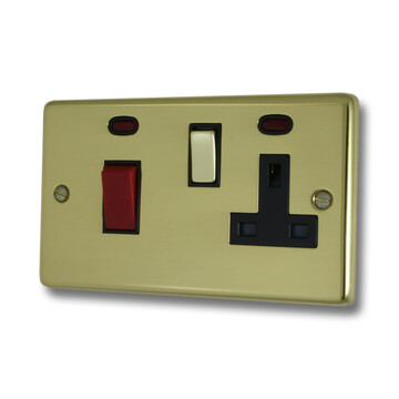 Contour Polished Brass Cooker Switch with Socket