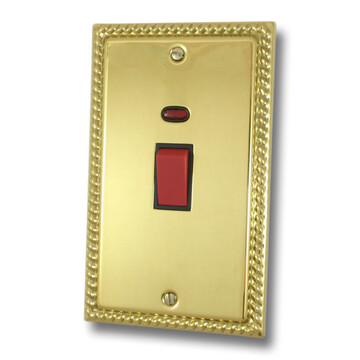 Georgian Polished Brass Cooker Switch With Neon