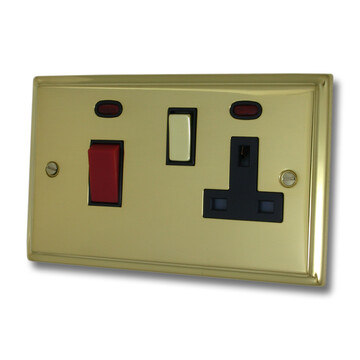 Deco Polished Brass Cooker Switch With Socket