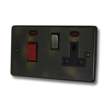 Contour Aged Brass Cooker Switch With Socket