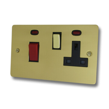 Flat Polished Brass Cooker Switch With Socket