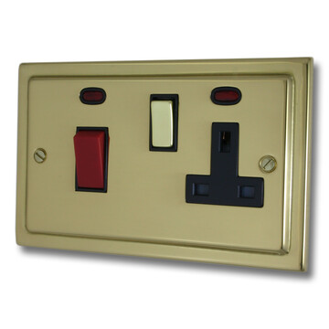Victorian Polished Brass Cooker Switch with Socket