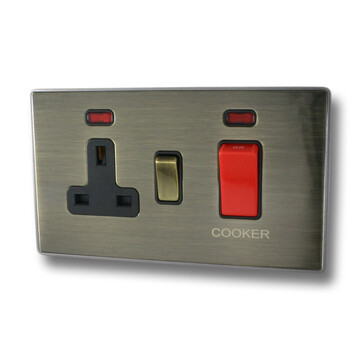 Screwless Antique Brass Cooker Switch With Socket