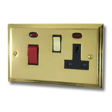 Victorian Cast Polished Brass Cooker Switch With Socket