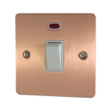 Flat Rose Gold 20A DP Switch with Neon (White Switch)