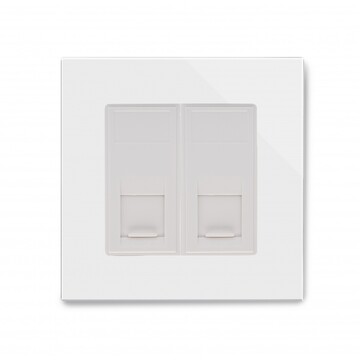 SKU04229 Retrotouch Crystal Dual RJ45 CAT6e Socket White Glass Front