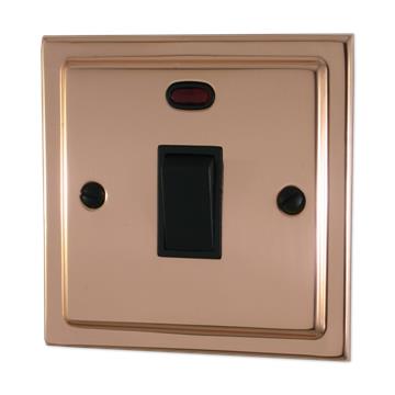 Victorian Copper 20A DP Switch with Neon (Black Switch)