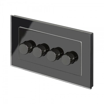 02103 Retrotouch Crystal 4 Gang Rotary Dimmer Black CT SQUARE