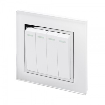 00251 Retrotouch Crystal 4 Gang Light Switch Chrome Trim White Angle