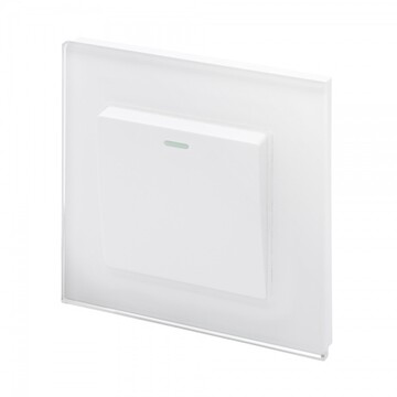 00193 Retrotouch Crystal 1 Gang Light Switch Plain Glass White Angle