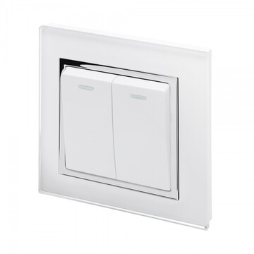 00211 Retrotouch Crystal 2 Gang Light Switch Chrome Trim White Angle