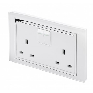 00650 Retrotouch Crystal 13A Double Socket Switched Chrome Trim Angle2
