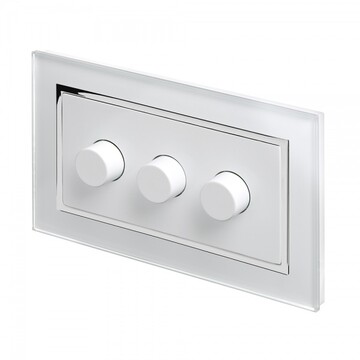 02080 Retrotouch Crystal 3 Gang Rotary Dimmer Socket White Crystal CT Angle