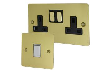 Flat Polished Brass Sockets and Switches