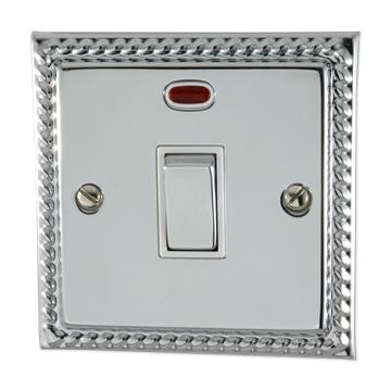 Georgian Polished Chrome 20A DP Switch with Neon (White Insert/Chrome Switch)