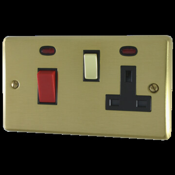 Contour Satin Brass Cooker Switch With Socket