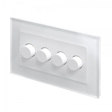 02102 Retrotouch Crystal  4 Gang Rotary Dimmer White Glass Angle