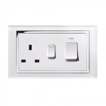 Retrotouch White Chrome Trim Cooker Switch with Socket