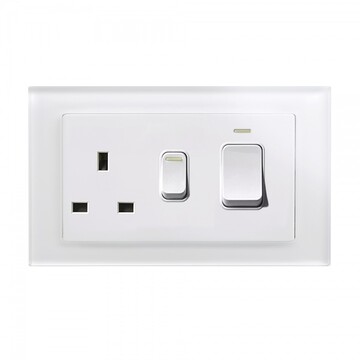 Retrotouch White Plain Cooker Switch with Socket