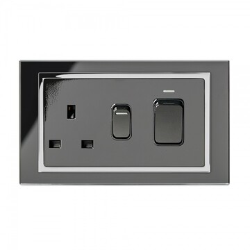 01841 Crystal CT 45a DP cooker & 13a socket black chrome trim