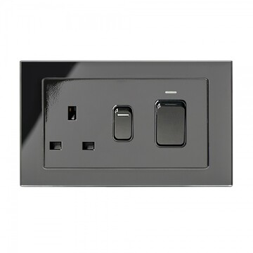 01843 Crystal PG 45a DP cooker & 13a socket black glass