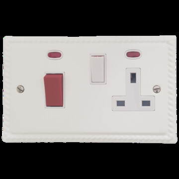 Georgian Matt White Cooker Switch with Socket