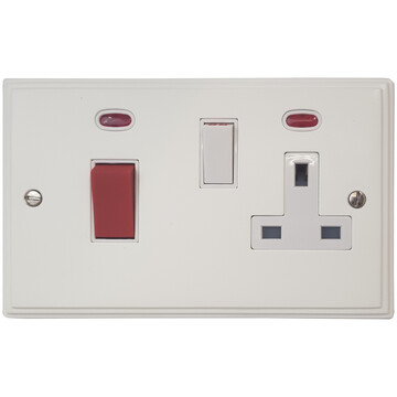 Cast Matt White Cooker Switch with Socket