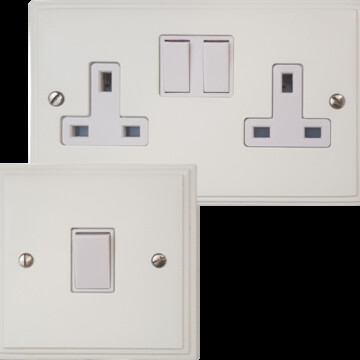 Cast Matt White with Polished Brass Switch