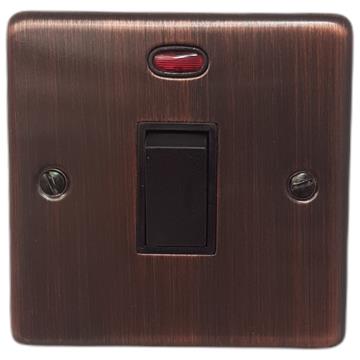 Contour Antique Copper 20A DP Switch with Neon (Black Switch)