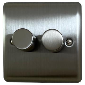 Brushed Steel Dimmer (2 Gang)