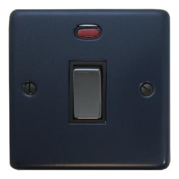 Contour Blue 20A DP Switch with Neon (Black Insert/Black Nickel Switch)