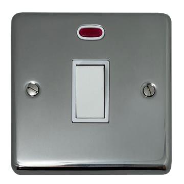 Polished Steel 20A DP Switch with Neon (White Switch)