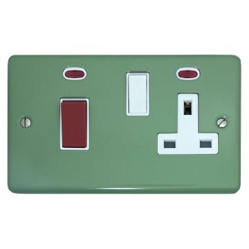 Contour Sage Green Cooker Switch with Socket (White Switch)