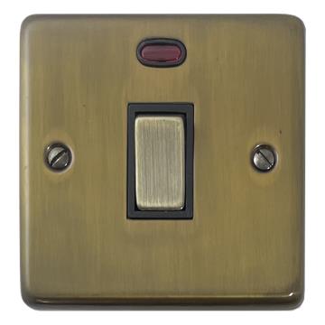 Contour Medium Bronze 20A DP Switch with Neon (Black insert/Antique Brass Switch)