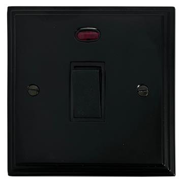 Victorian Matt Black 20A DP Switch with Neon