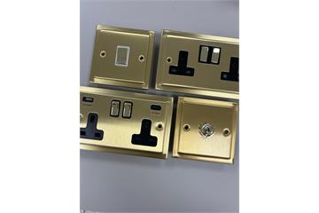 Victorian Satin Brass Sockets and Switches-Victorian Satin Brass Socket and Switches
