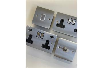 Flat Brushed Steel Sockets and Switches-FSSCat