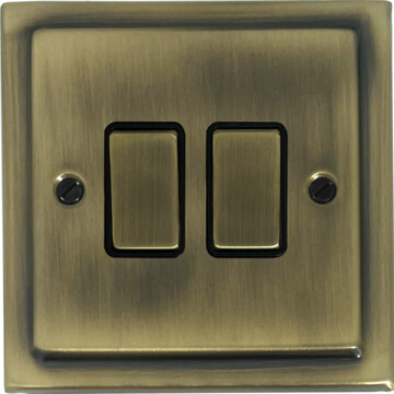 victorian light antique brass switch (2 gang) front 290425