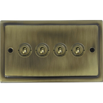 victorian light antique brass toggle switch (4 gang/antique brass toggle) front 290425