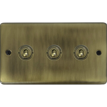 contour light antique brass toggle switch (3 gang/antique brass toggle) front 290425