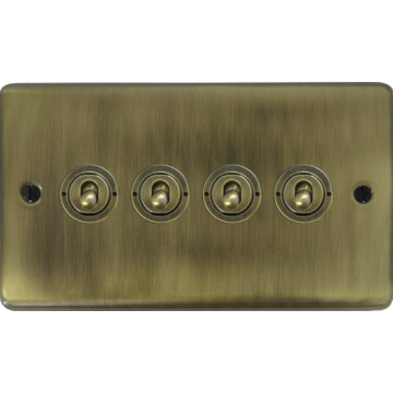 contour light antique brass toggle switch (4 gang/antique brass toggle) front 290425