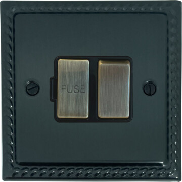 georgian black bronze switched fused spur (antique brass switches) front 160525