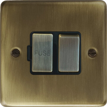 antique brass switched fused spur (antique brass switch) front fc0725