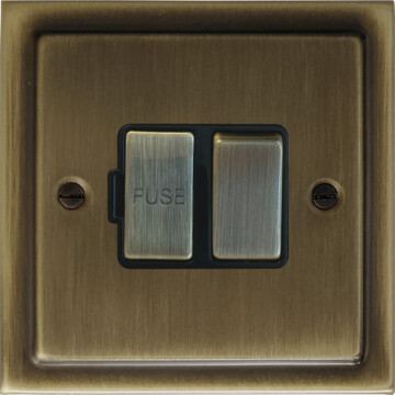 victorian antique brass switched fused spur front fc0725