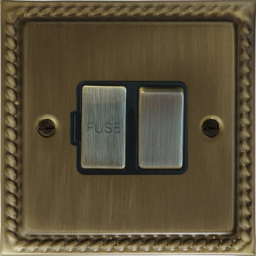 georgian antique brass switched fused spur front fc0725