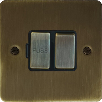 flat antique brass switched fused spur front fc0725