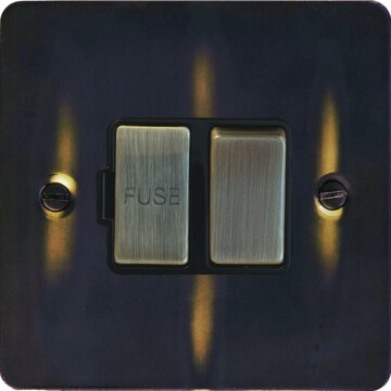 flat aged brass switched fused spur (antique brass switch) front fc0725