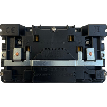 contour stainless steel double socket with usb (black insert/satin chrome switches) back bc0625